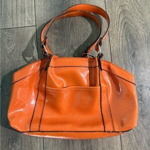 Liz Claiborne Orange Patent Mini Tote